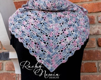 Skyward Shawl, crochet shawl pattern, crochet pattern, shawl pattern, written pattern, lace pattern, crochet lace, triangle shawl, crochet