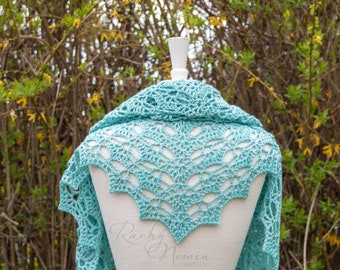 Diadem Shawl, crochet shawl pattern, crochet pattern, shawl pattern, written pattern, lace pattern, crochet lace, triangle shawl, crochet