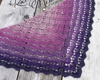 Sugar Plum Shawl, crochet shawl pattern, crochet pattern, shawl pattern, written pattern, charted pattern, charted crochet, triangle shawl