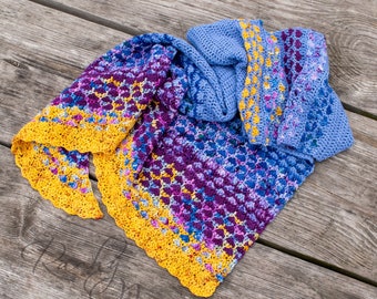 Crochet shawl pattern, crochet pattern, shawl pattern, written crochet pattern, triangle shawl pattern, crocheted shawl, Moonwake Shawl