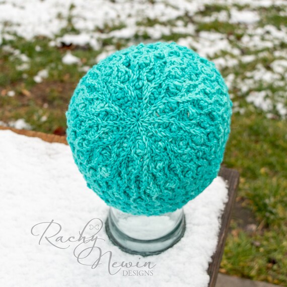 Handcrafted Crochet Floral Beanie - Seafoam Crochet Beanie - Sea Foam Green, Magenta, Yellow, Tan, and  main image 3