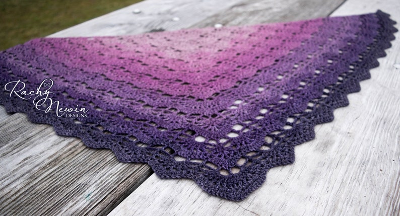 Sugar Plum Shawl, crochet shawl pattern, crochet pattern, shawl pattern, written pattern, charted pattern, charted crochet, triangle shawl imagen 3