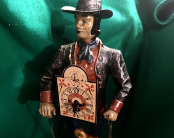 Art & Antiques Xarreque Antique watch sculpture watch seller Germany Black Forest metal figure ,aluminum iron watch working  winding clock