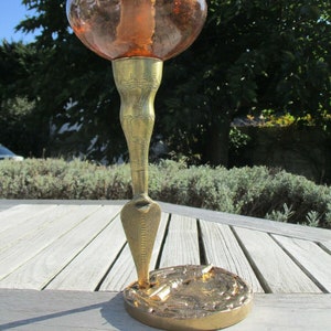 Magnificent Antique oil lamp bronze 19 th lámpara latón quinqué cobra real pieca museo S. XIX, cristal Baccarat Antiques Xarreque Activo