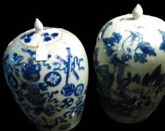 Par jarrones cerámica, porcelana china, fin  Ming? dinastía Qing época kangxi (1668-1722), antigüedad más de 350 años  maravillosa obra arte