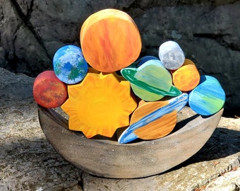 Space Balance Stacker Solar System Montessori and Waldorf Toy for boys and girls of all ages