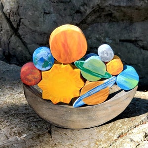 Space Balance Stacker Set - Solar System / Stacking Puzzle / Fun Handcrafted Galaxy Game / Montessori & Waldorf Inspired Educational Toy
