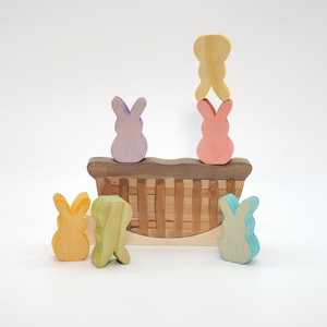 Påsk Peeps Bunny Stapelkorg Träleksak i Montessori och Waldorf för pojkar och flickor i alla åldrar