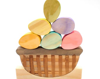 Easter Egg Stacking Basket Wooden  Montessori and Waldorf Toy for boys and girls of all ages