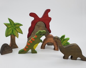wooden volcano toy