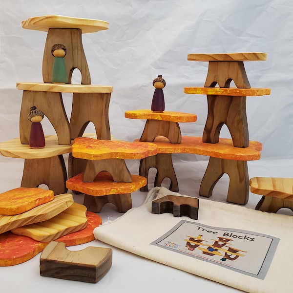 Tree Building Blocks Montessori inspired Wooden Toy, Toddler Blocks, Preschool Blocks