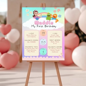 Póster de cumpleaños de la Sra. Rachel / Letrero editable para el primer cumpleaños / Descarga instantánea / Decoración para fiestas MSR353