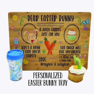 Personalized Easter Bunny Treat Board, Treats for the Easter Bunny Tray, Easter Bunny Cutting Board
