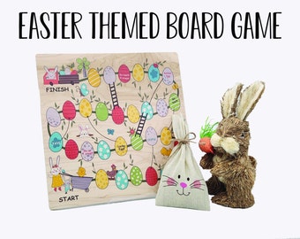 Easter Themed Board Game - Fun for all ages - Chutes & Ladders Style - Easter Egg Hunt - Wooden Board Game