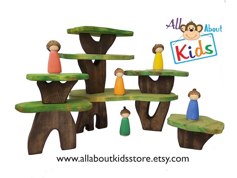 Tree Building Blocks Montessori inspired Wooden Toy, Toddler Blocks, Preschool Blocks image 8