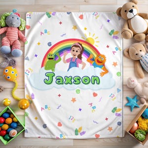 Ms Rachel Personalized Name Blanket / Toddler Blanket / Custom Name / Ms Rachel Toy / Preschool Name Blanket / Personalized Blanket