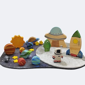 Spectacular Space Small World Playscape - Galaxy/Rocket/Spaceship/Alien/Astronaut - Handcrafted Space Set / Montessori & Waldorf Inspired
