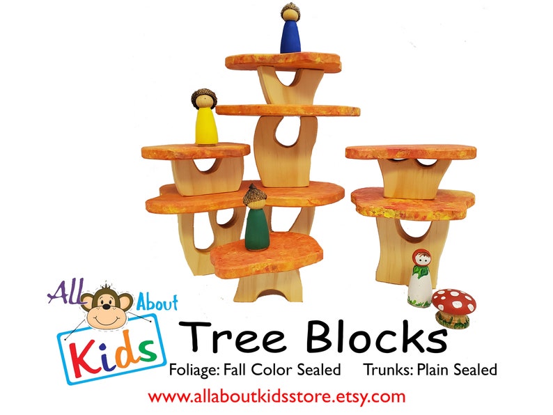 Tree Building Blocks Montessori inspired Wooden Toy, Toddler Blocks, Preschool Blocks image 1