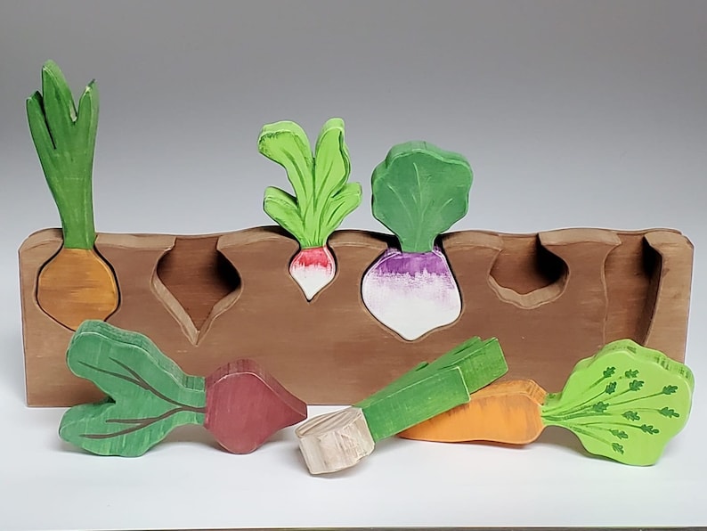 Root Vegetable Puzzle Montessori and Waldorf inspired education toy 6 Veggies image 7