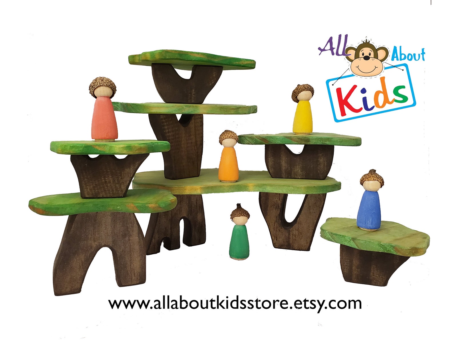 Rainbow Acorn Peg People / Waldorf and Montessori Inspired / Yellow ...