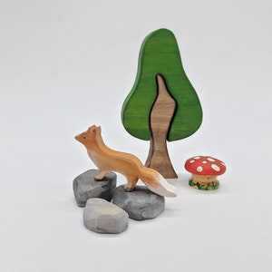 Woodland Fox & Rocks Set - Part of Mushroom Meadow Collection / Nature-Inspired Play Accessories / Montessori and Waldorf Inspired