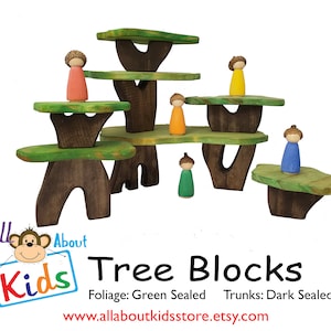 Tree Building Blocks, Toddler or Preschool Handmade Tree House Blocks Set - Natural Wood Construction Toys / Montessori & Waldorf Inspired