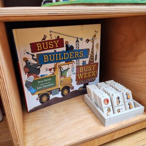 Wooden Dominoes with Construction Theme - Eco-Friendly and Handmade Toy for Kids Homeschool Learning / Gift Idea / Bulldozer / Excavator