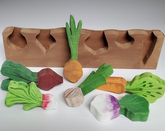 Root Vegetable Puzzle - Montessori and Waldorf inspired education toy   6 Veggies