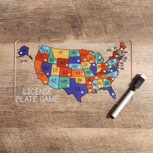 Nummernschild-Spiel / USA-Karte / Reise-Spiele / Spiele für unterwegs / Acrylspiele / Reisespaß / Geschenkideen für jedes Alter / Familie / Geschäftige Aktivität
