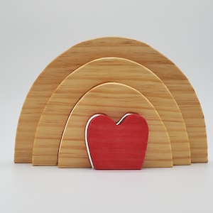 Valentine Gift Heart Stacker Montessori Inspired Wood Stacking Toy for Toddler, Preschooler of children of all ages