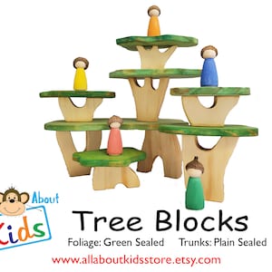 Tree Building Blocks, Toddler or Preschool Handmade Tree House Blocks Set - Natural Wood Construction Toys / Montessori & Waldorf Inspired