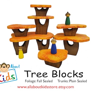 Tree Building Blocks, Toddler or Preschool Handmade Tree House Blocks Set - Natural Wood Construction Toys / Montessori & Waldorf Inspired