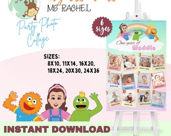 Verjaardag fotocollageposter mevrouw Rachel | Bewerkbaar feestbord | Direct downloaden | Gepersonaliseerde aandenken MSR353