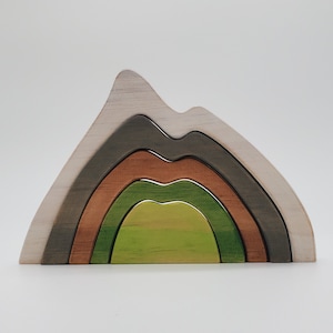 Snow Mountain Stacker Waldorf and Montessori Inspired Wood Stacking Toy for Toddler, Preschooler of children of all ages
