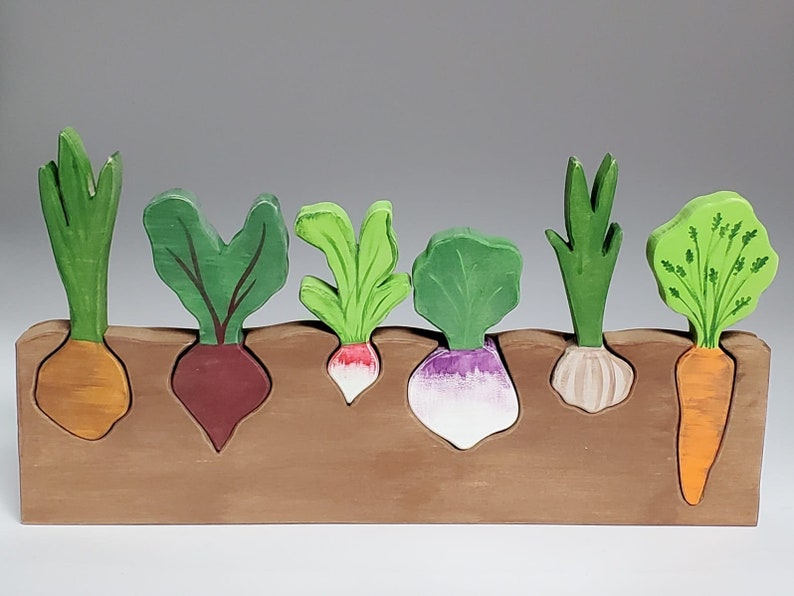 Root Vegetable Puzzle Montessori and Waldorf inspired education toy 6 Veggies image 8