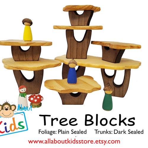 Tree Building Blocks Montessori Inspired Wooden Toy Toddler Etsy