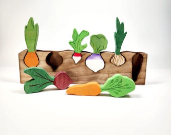 Root Vegetable Puzzle - Montessori and Waldorf inspired education toy   6 Veggies