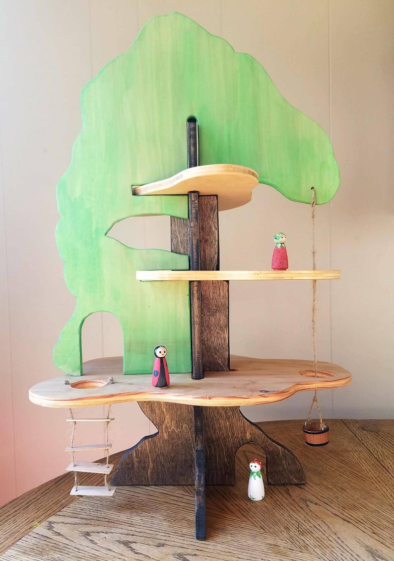 gnomes and dolls.. Great for all ages. Slide to Create Treehouse Montessori Waldorf Inspired Playset for fairy