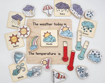 Weather Board with matching cards and blocks / Circle Time / Weather Station / Weather Chart / Homeschool Learning