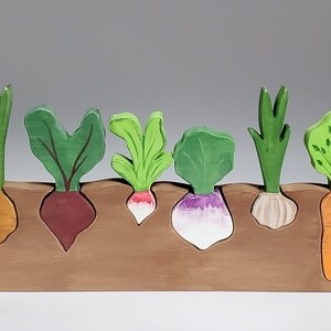 Root Vegetable Puzzle Montessori and Waldorf inspired education toy 6 Veggies image 8