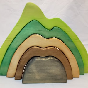 Mountain Stacker Waldorf and Montessori Inspired Wood Stacking Toy for Toddler, Preschooler of children of all ages