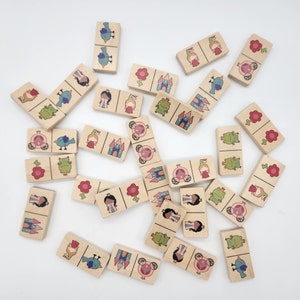 Princess Domino Set Wooden Children&#39;s Dominos Set of 28 Preschool Toy Girl