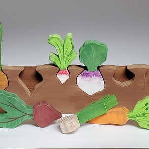Root Vegetable Puzzle Montessori and Waldorf inspired education toy 6 Veggies image 7