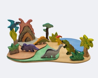 Volcano Valley Playscape - Great small world toys for boys and girls.  Montessori and Waldorf Inspired.