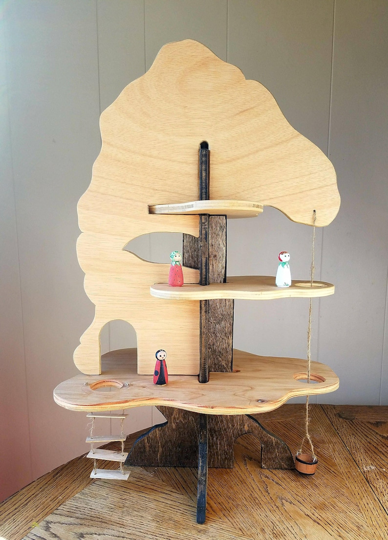 gnomes and dolls.. Great for all ages. Slide to Create Treehouse Montessori Waldorf Inspired Playset for fairy