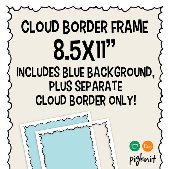 Cute Cloud Border Frame Printable Digital Paper Clipart Png Etsy