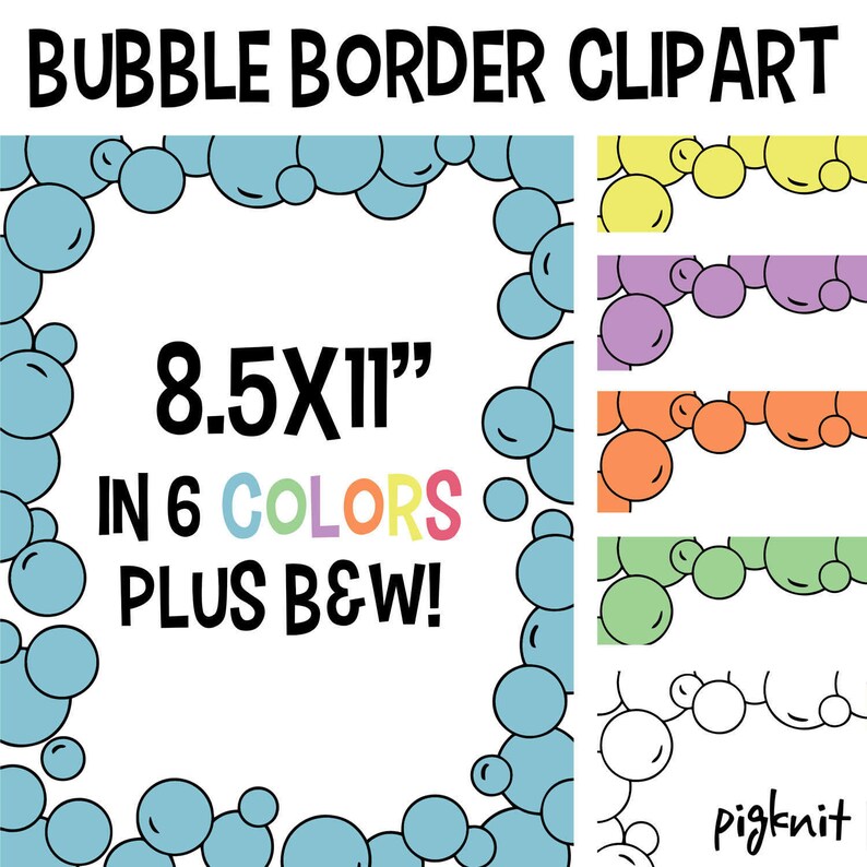 Bubbles Border Printable Digital Paper Clipart Png Frame Set Etsy UK