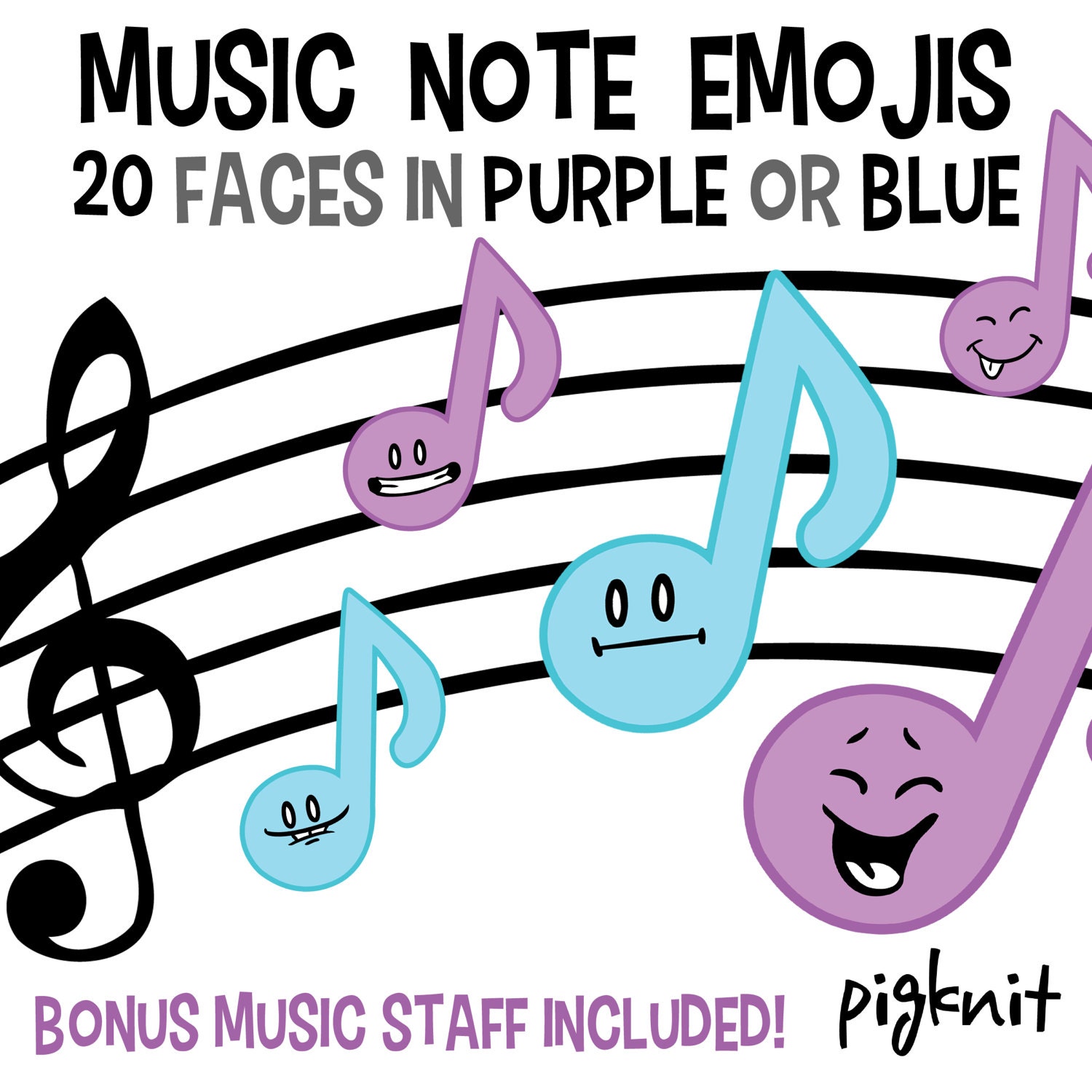 Music Note Emoji Printable Digital Clipart Png Set For Instant Etsy