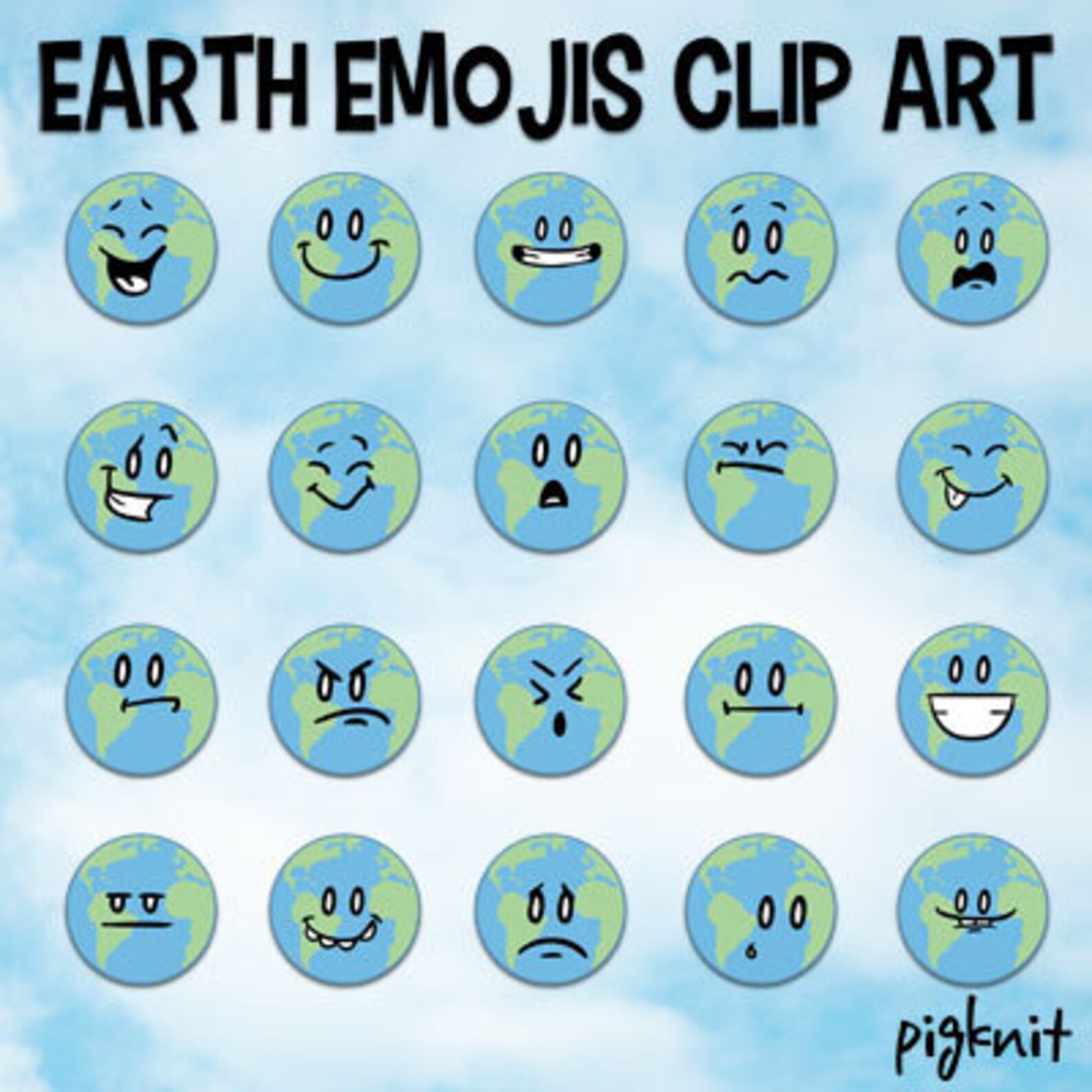 Earth Day Globe Emoji Printable Digital Clipart Png Files for Etsy