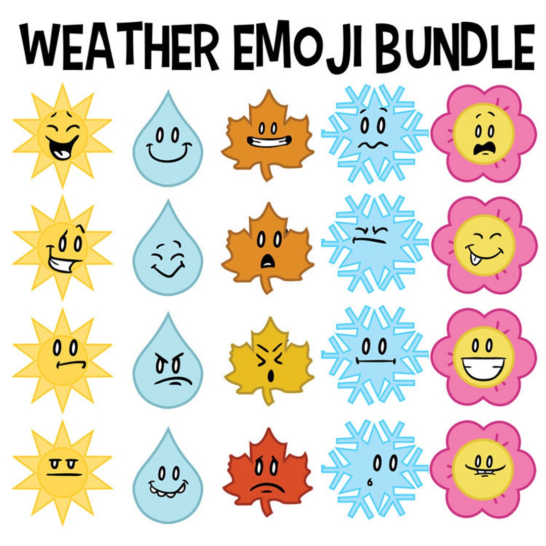 Weather Seasons Bundle of Emoji Printable Digital Clipart Png Etsy